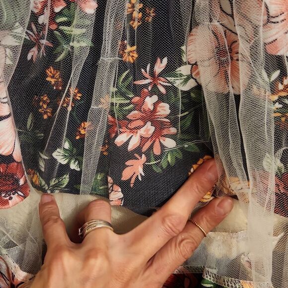 Girls Floral Summer Jumpsuit Dress Mesh Off‎ Shoulder Princess Party Sundress - Picture 3 of 6